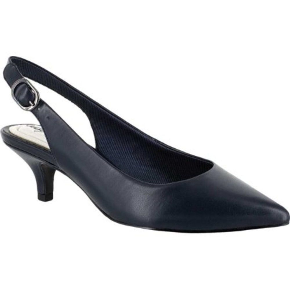 Easy Street Faye Slingback Kitten-Heel Navy Pumps Shoes Size 7.5M